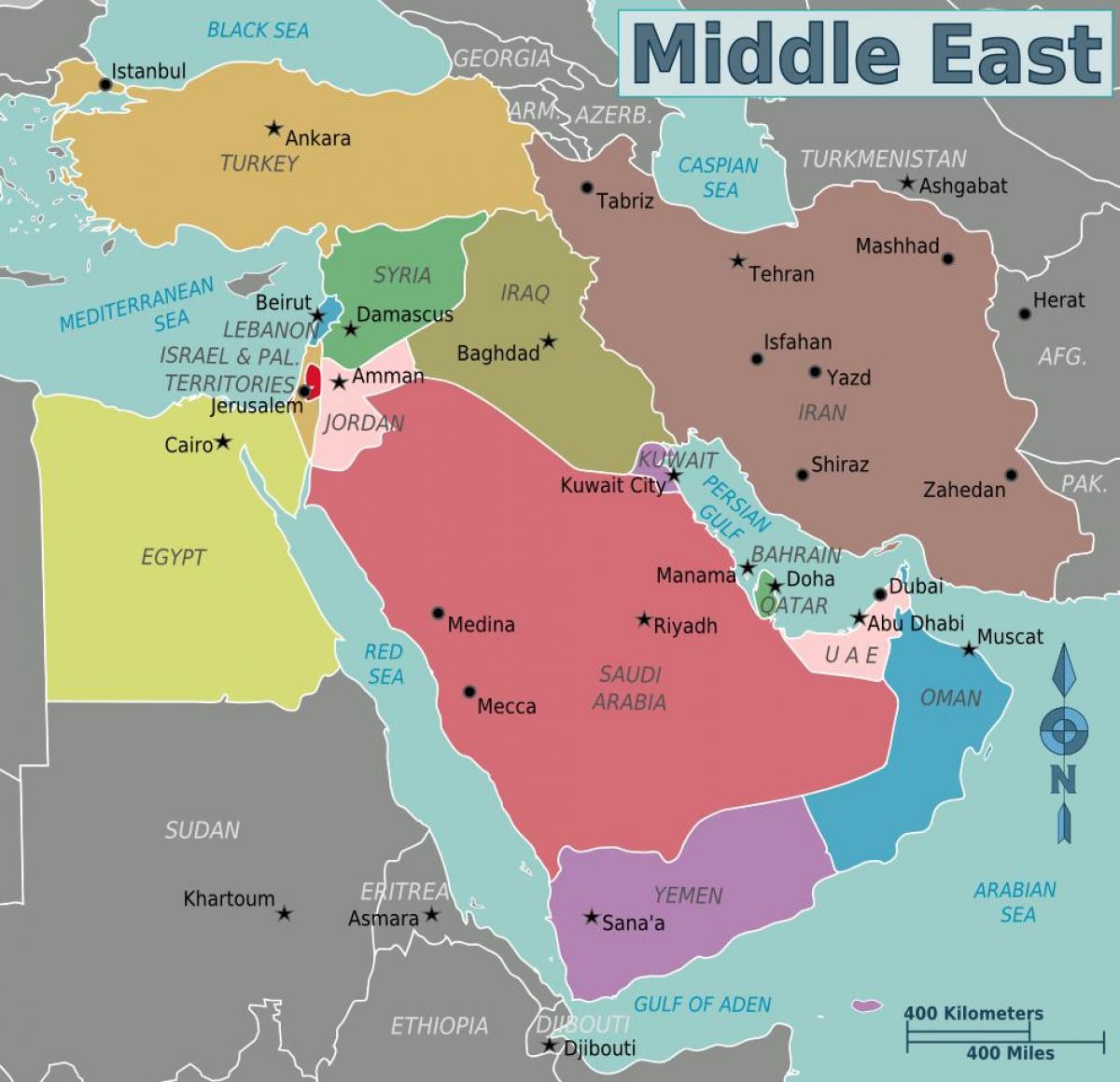 քարտեզ Օման Մերձավոր Արևելքի քարտեզի վրա
